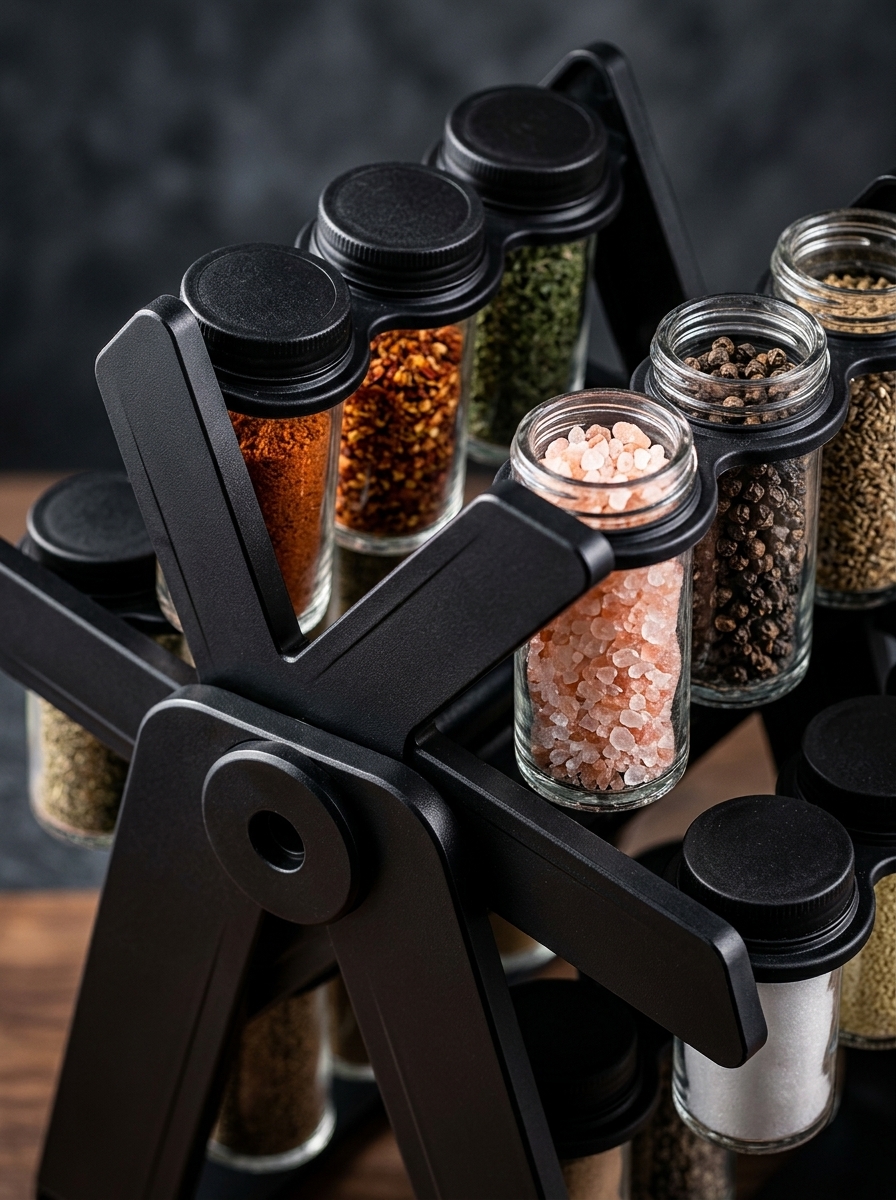 Close up of spice rack